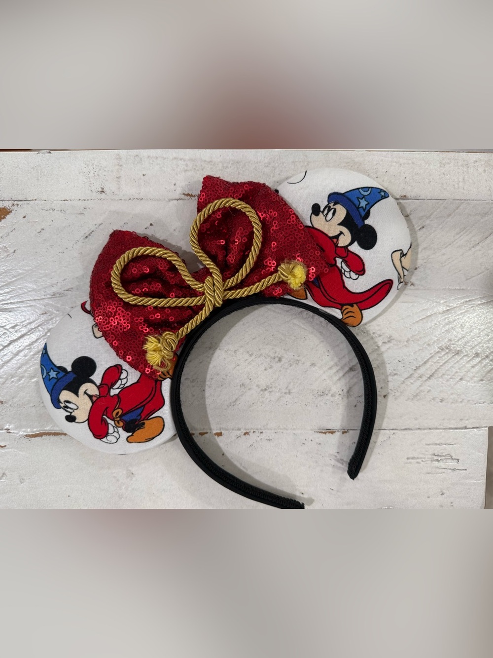 Sorcerer Mickey Ears With Red Sequins Bow